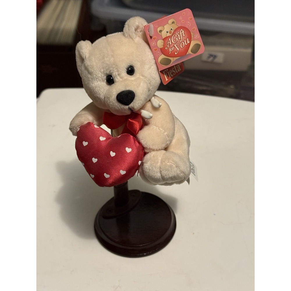 Plush Bear Holding Heart Shaped With Stand